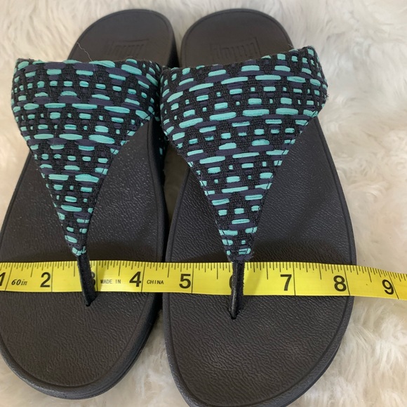 FITFLOP LULU GEO-Webbing aqua blue sandals in size 8.5 NIB NWT - Picture 4 of 9